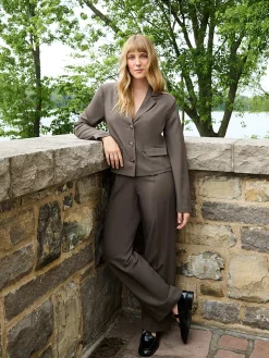 Suzy Shier Suiting|Bottoms>Pleated Wide-Leg Pants With Cuff
