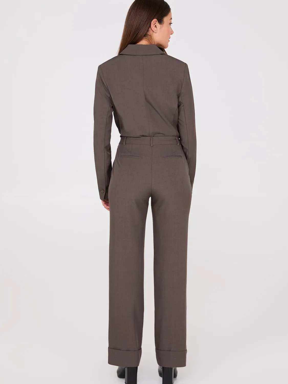 Suzy Shier Suiting|Bottoms>Pleated Wide-Leg Pants With Cuff