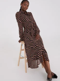Suzy Shier Work Dresses|Dresses>Printed Chiffon Maxi Shirt Dress