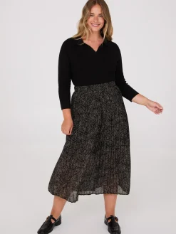 Suzy Shier Bottoms|Skirts>Printed Chiffon Pleated Midi Skirt