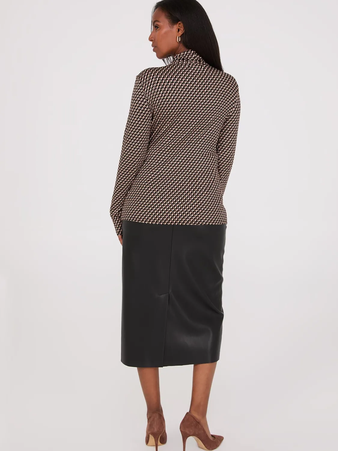 Suzy Shier Suzy Everyday|Long Sleeve>Printed Long Sleeve Turtleneck Top