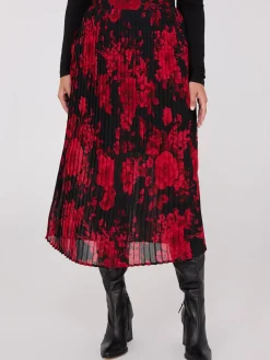Suzy Shier Bottoms|Skirts>Printed Pleated Chiffon Midi Skirt