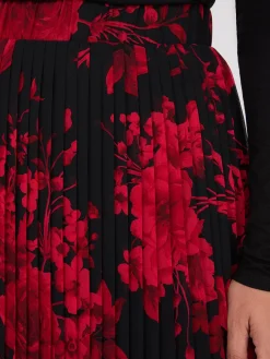 Suzy Shier Bottoms|Skirts>Printed Pleated Chiffon Midi Skirt