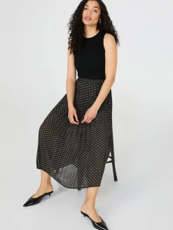 Suzy Shier Skirts>Printed Pleated Chiffon Skirt
