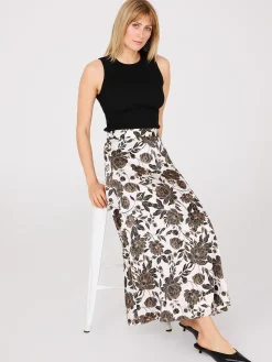 Suzy Shier Skirts>Printed Satin A-Line Skirt