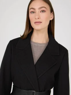 Suzy Shier Coats|Coats>Removable Faux Fur Collar Wrap Coat