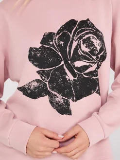 Suzy Shier Lounge & Pjs|Long Sleeve>Rhinestone Flower Graphic Sweatshirt