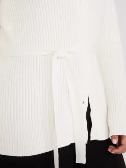 Suzy Shier Long Sleeve|Sweaters & Cardigans>Ribbed Cardigan With Removable Faux Fur Collar