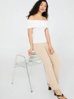 Suzy Shier Short Sleeve|Fashion Tops>Ribbed Off-The-Shoulder Top