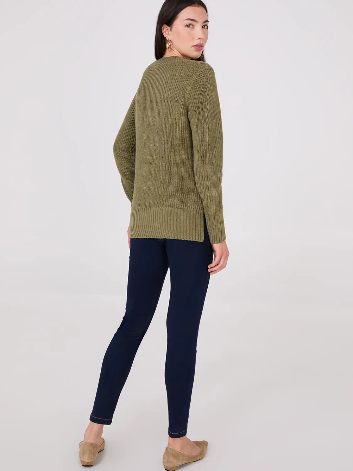 Suzy Shier Long Sleeve|Sweaters & Cardigans>Ribbed V-Neck Sweater With Side Slits
