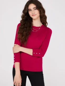 Suzy Shier Long Sleeve|Sweaters & Cardigans>Round Neck Sweater With Button Details