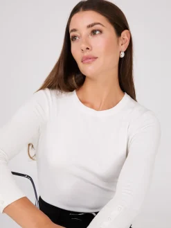 Suzy Shier Long Sleeve|Sweaters & Cardigans>Round Neck Sweater With Button Details