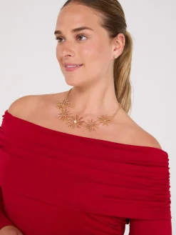 Suzy Shier Tops|Long Sleeve>Ruched Off-The-Shoulder Top