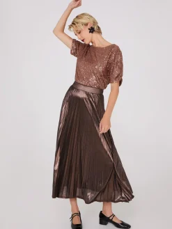 Suzy Shier Short Sleeve|Fashion Tops>Ruched Short Sleeve Sequin Top