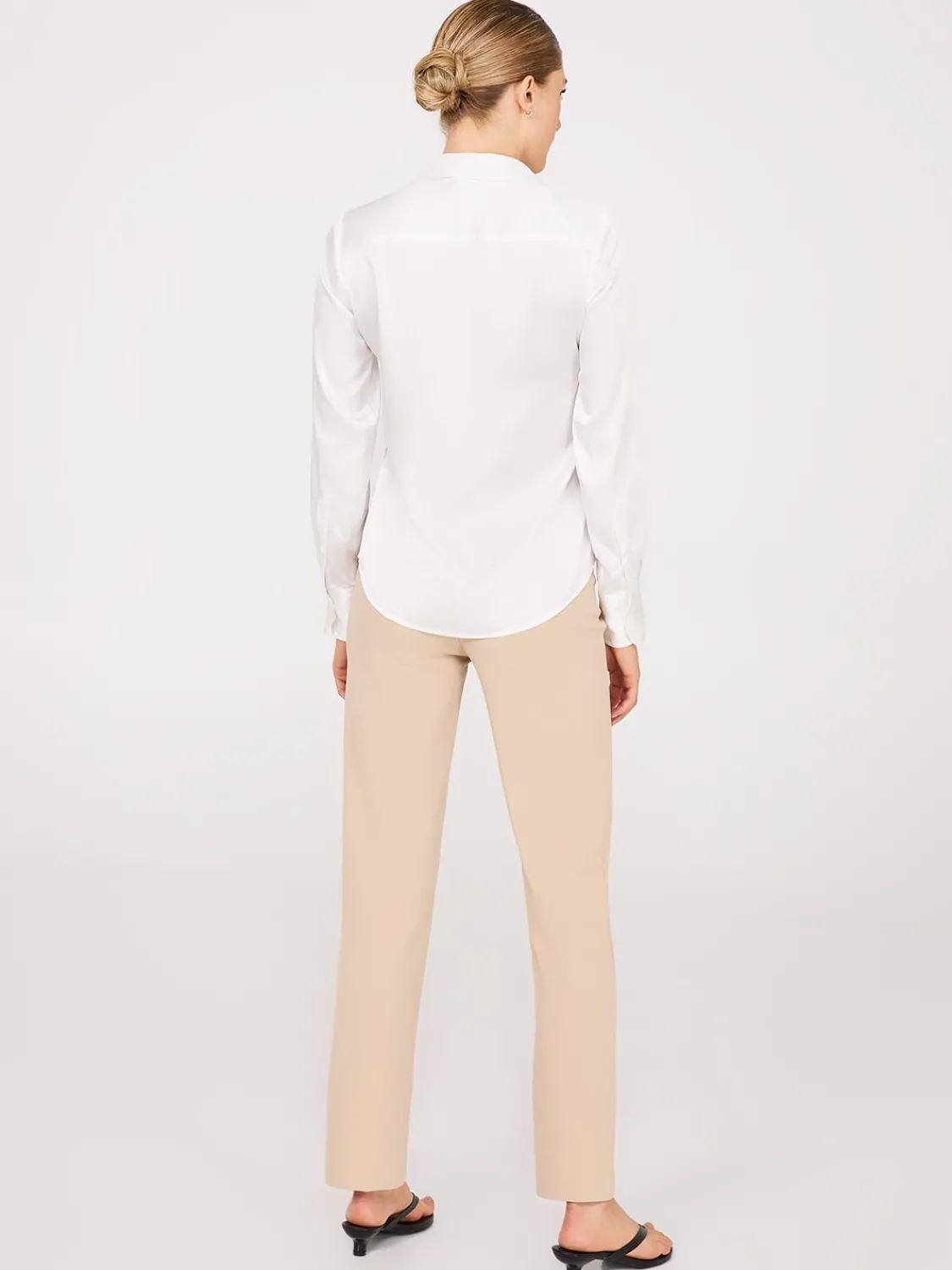 Suzy Shier Tops|Long Sleeve>Satin Button-Front Blouse