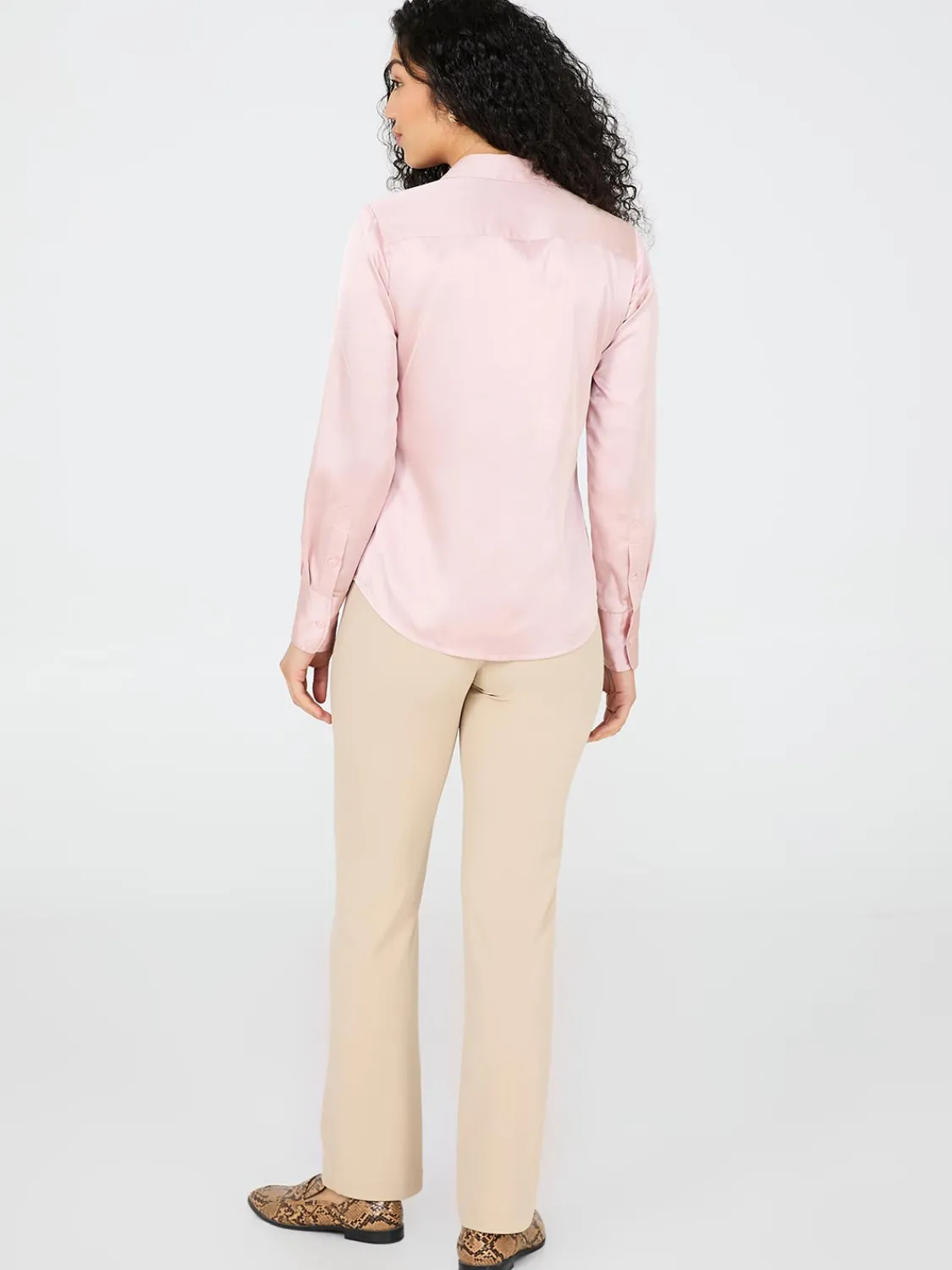 Suzy Shier Tops|Long Sleeve>Satin Button-Front Blouse