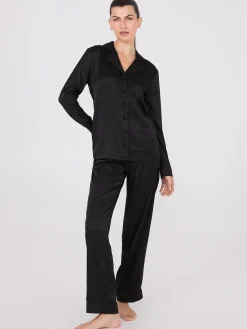 Suzy Shier Lounge & Pjs>Satin Jacquard Button-Down Pajama Set