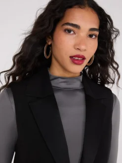 Suzy Shier Suiting|Blazers & Vests>Satin Lapel Sleeveless Vest