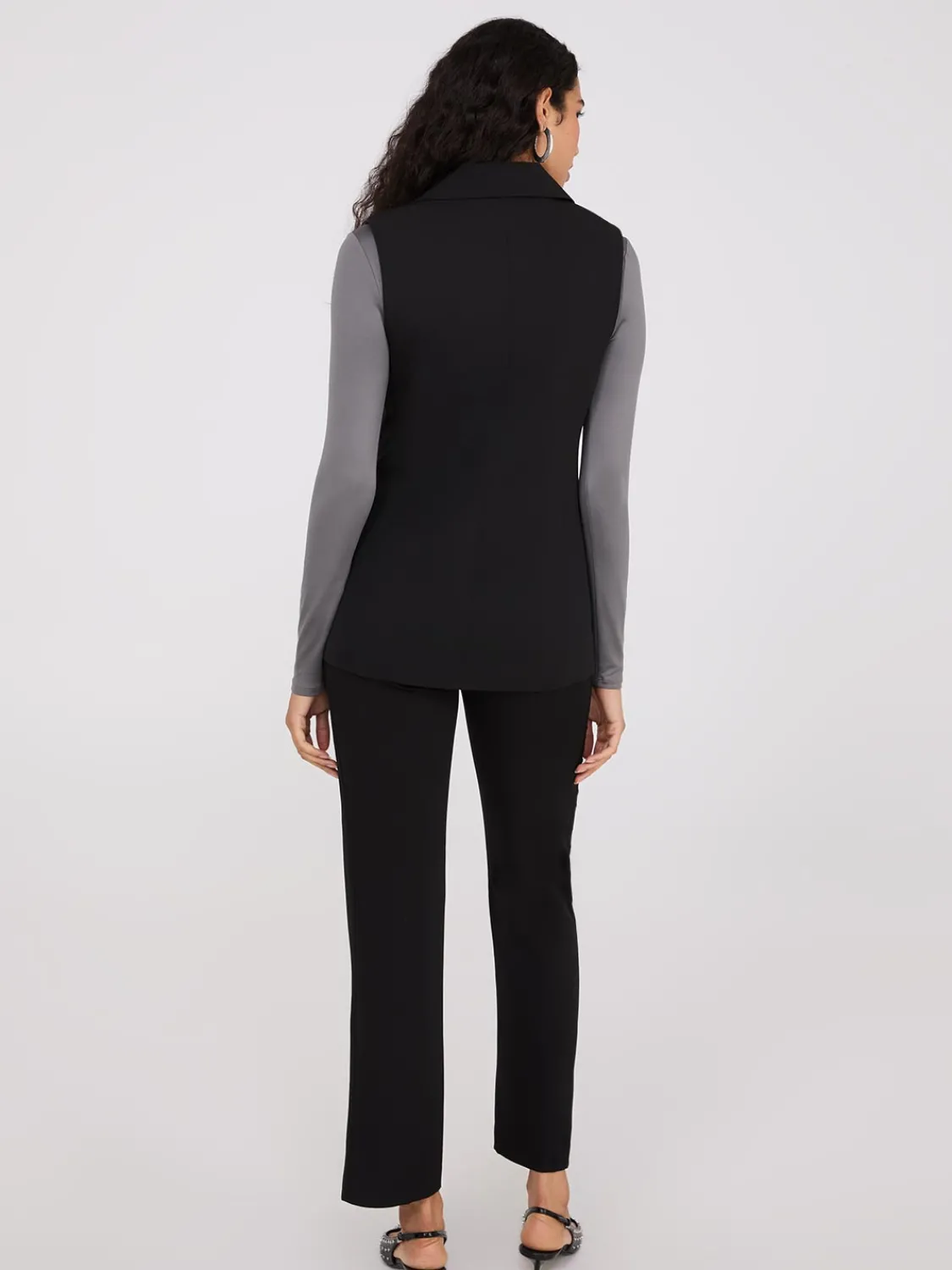 Suzy Shier Suiting|Blazers & Vests>Satin Lapel Sleeveless Vest