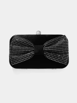 Suzy Shier Handbags By Le Château>Satin Minaudiere With Jewelled Bow