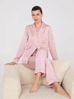 Suzy Shier Lounge & Pjs>Satin Polka Dot Print Pajama Set