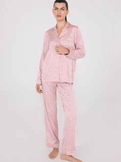 Suzy Shier Lounge & Pjs>Satin Polka Dot Print Pajama Set