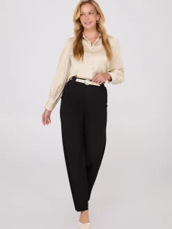 Suzy Shier Tops|Long Sleeve>Satin Volume Sleeve Button-Front Blouse