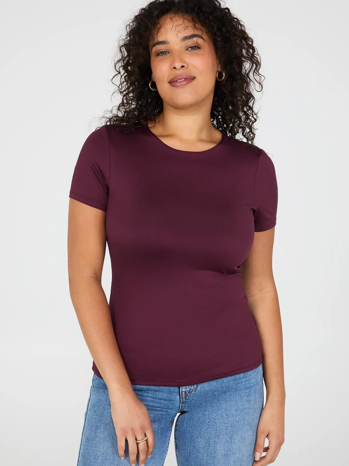 Suzy Shier Suzy Everyday|Short Sleeve>Sculpting Crew Neck T-Shirt