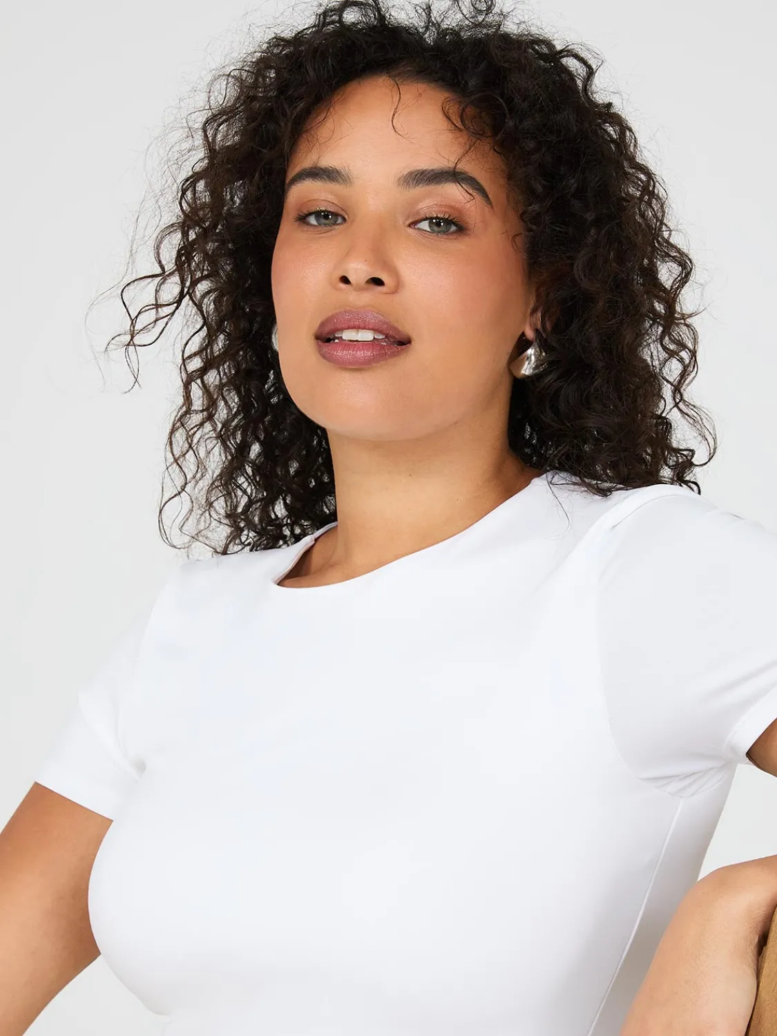 Suzy Shier Suzy Everyday|Short Sleeve>Sculpting Crew Neck T-Shirt