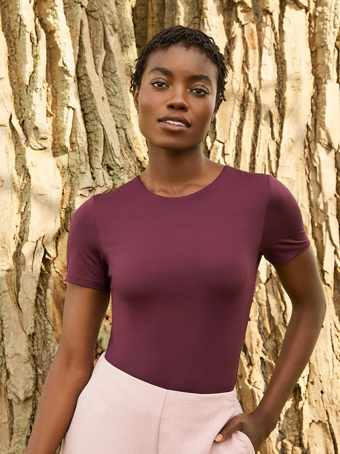 Suzy Shier Suzy Everyday|Short Sleeve>Sculpting Crew Neck T-Shirt