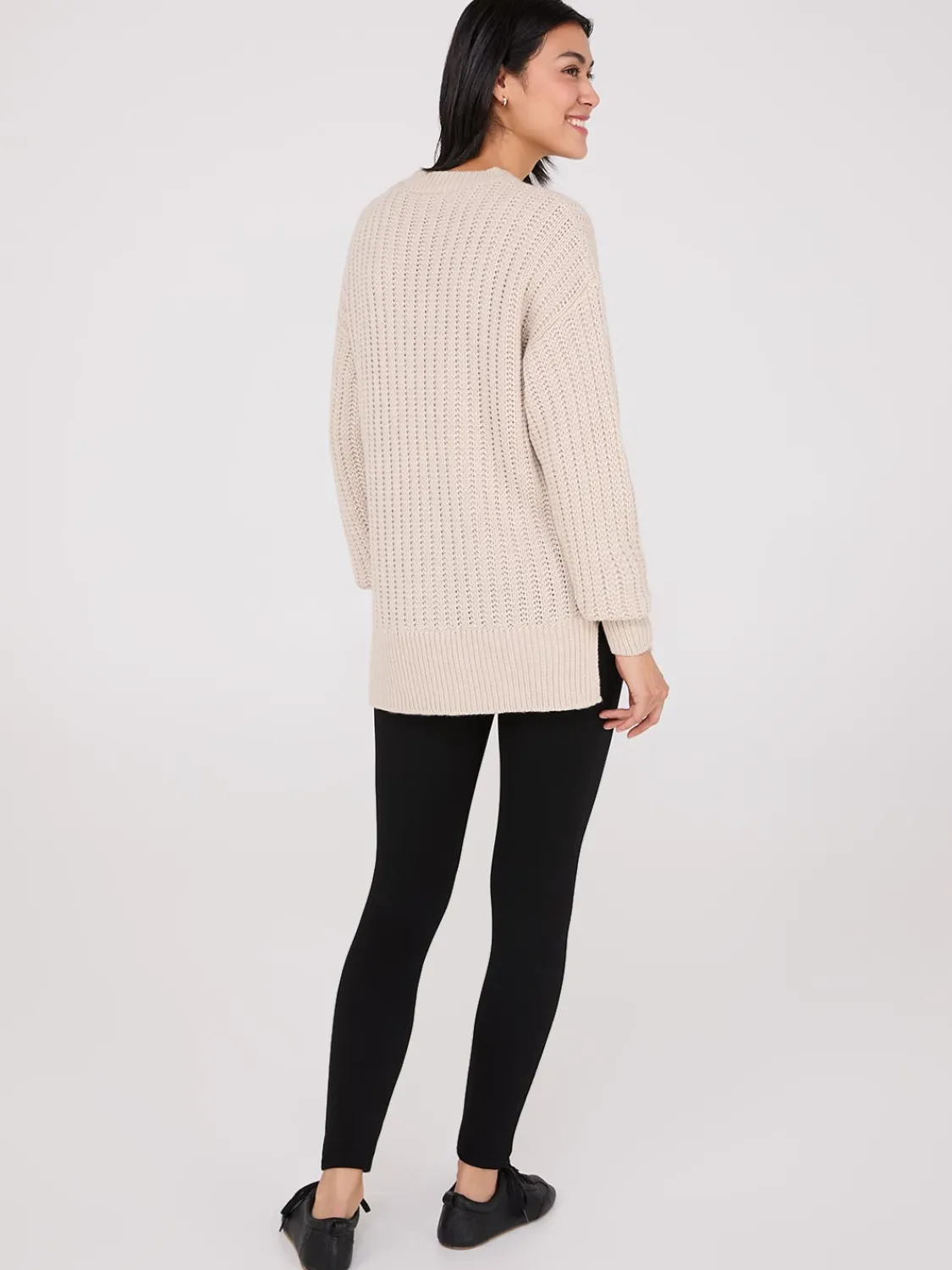 Suzy Shier Long Sleeve|Sweaters & Cardigans>Shaker-Stitch High-Low Sweater
