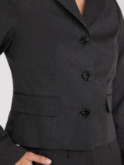 Suzy Shier Suiting|Blazers & Vests>Short 3-Button Herringbone Blazer