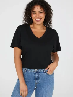 Suzy Shier Suzy Everyday|Short Sleeve>Short Dolman Sleeve V-Neck T-Shirt