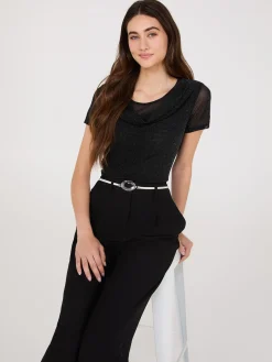 Suzy Shier Belts, Handbags & Shoes>Stretch Metal Toggle Buckle Belt