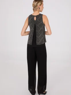 Suzy Shier Sleeveless>Sleeveless Abstract Glitter Top