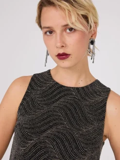 Suzy Shier Sleeveless>Sleeveless Abstract Glitter Top