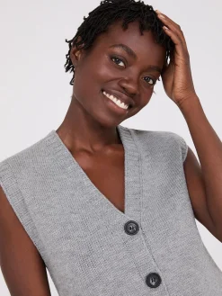 Suzy Shier Sleeveless|Sweaters & Cardigans>Sleeveless Button-Front Sweater Vest