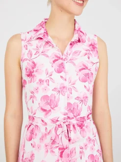 Suzy Shier Casual Dresses|Midi & Maxi>Sleeveless Chiffon Printed Button-Front Midi Dress