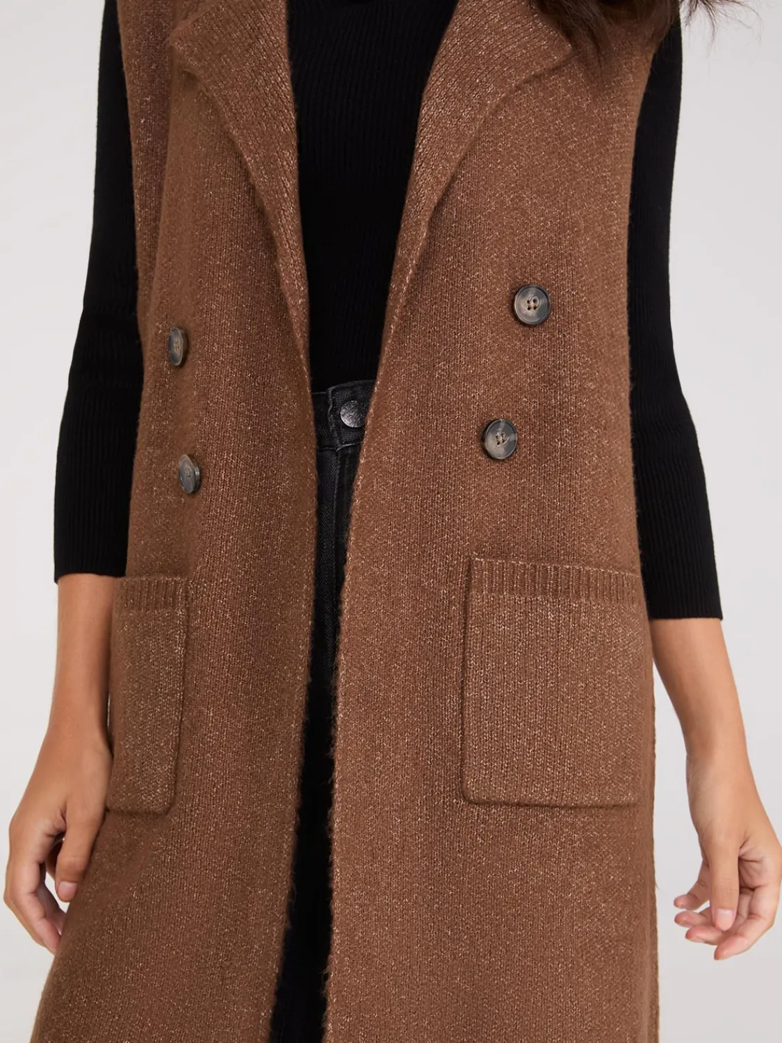 Suzy Shier Sleeveless|Sweaters & Cardigans>Sleeveless Collared Duster