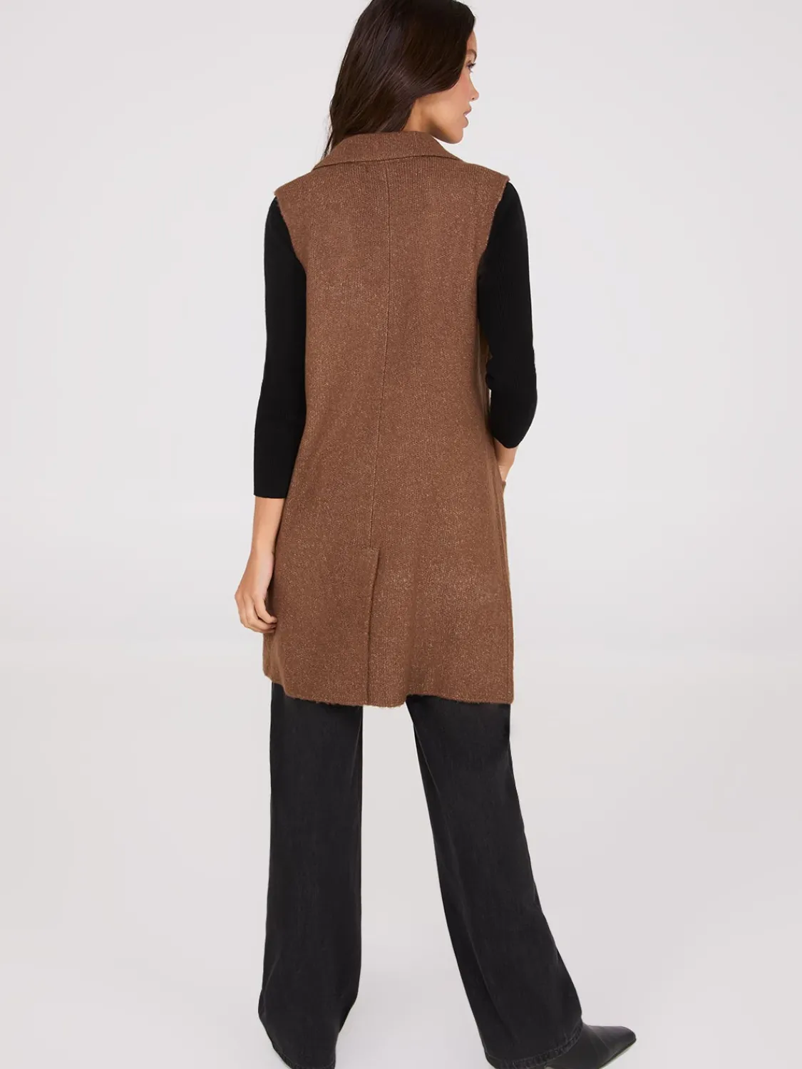 Suzy Shier Sleeveless|Sweaters & Cardigans>Sleeveless Collared Duster