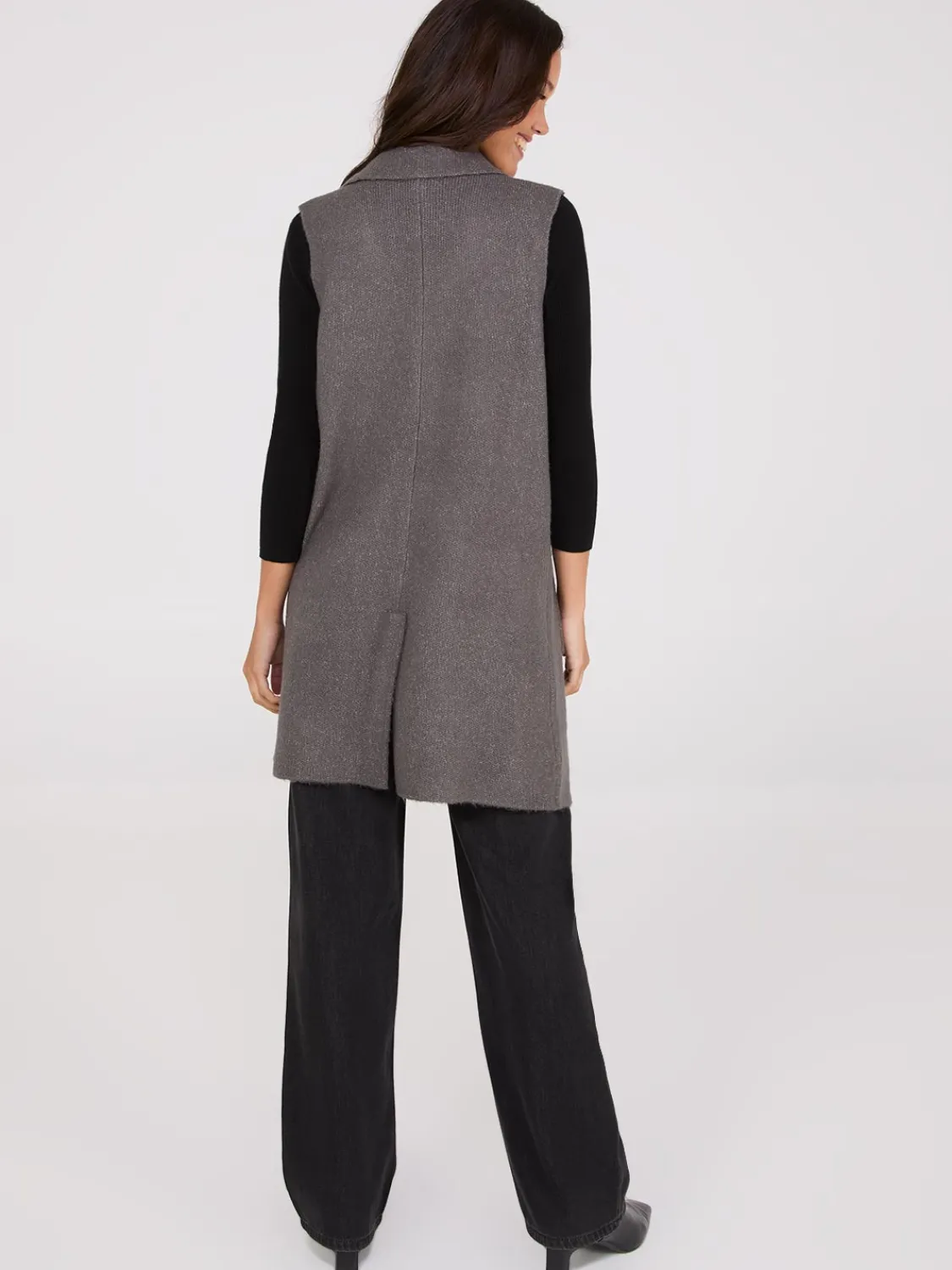Suzy Shier Sleeveless|Sweaters & Cardigans>Sleeveless Collared Duster