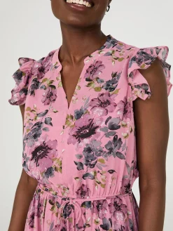 Suzy Shier Casual Dresses|Midi & Maxi>Sleeveless Floral Print Chiffon Midi Dress
