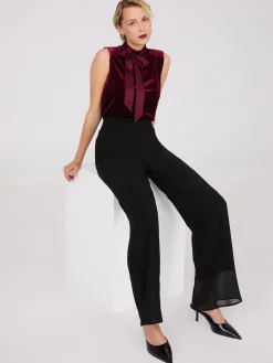 Suzy Shier Sleeveless>Sleeveless Mock Neck Velvet Top