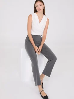 Suzy Shier Tops|Sleeveless>Sleeveless Textured Cowl Neck Top