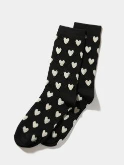 Suzy Shier Socks & Tights>Sparkle Heart Crew Socks