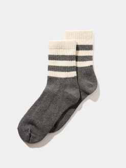 Suzy Shier Socks & Tights>Striped Cuff Quarter Socks
