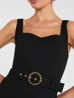 Suzy Shier Mini|Work Dresses>Sweetheart Neckline Belted Sheath Dress