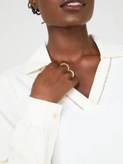 Suzy Shier Tops|Long Sleeve>Textured Johnny Collar Popover Blouse