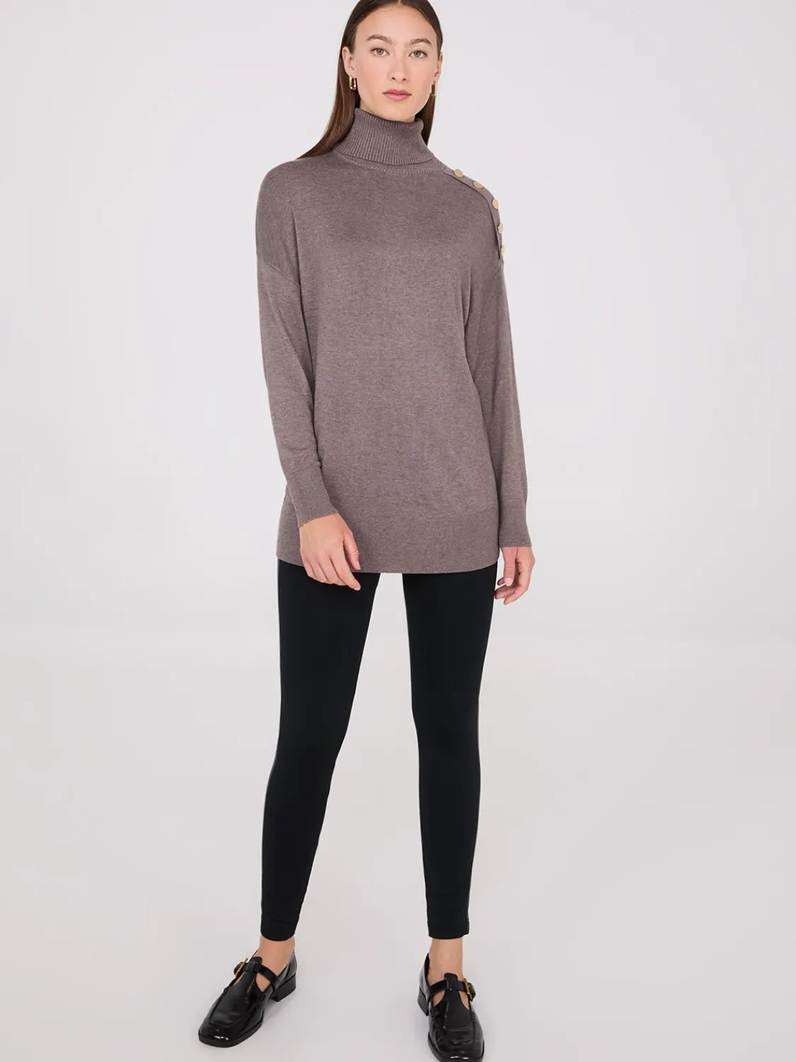 Suzy Shier Long Sleeve|Sweaters & Cardigans>Turtleneck Sweater With Button Details