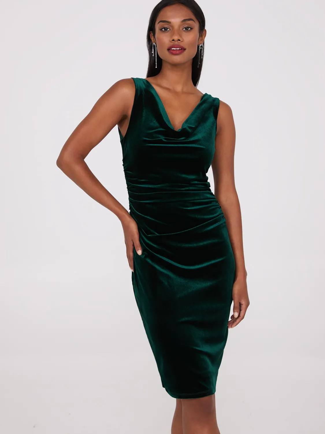 Suzy Shier Mini|Party Dresses>Velvet Cowl Neck Dress
